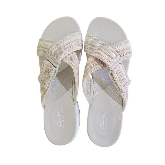 Clarks Arla Wave Cloudsteppers Slide Sandals Beige Size 10W NWOT - Picture 2 of 5